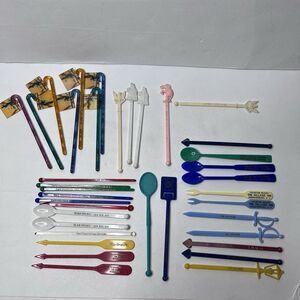 VTG Swizzle Sticks Drink Stirrers Mid Century MCM Plastic Lot Of 37 Mostly NYC